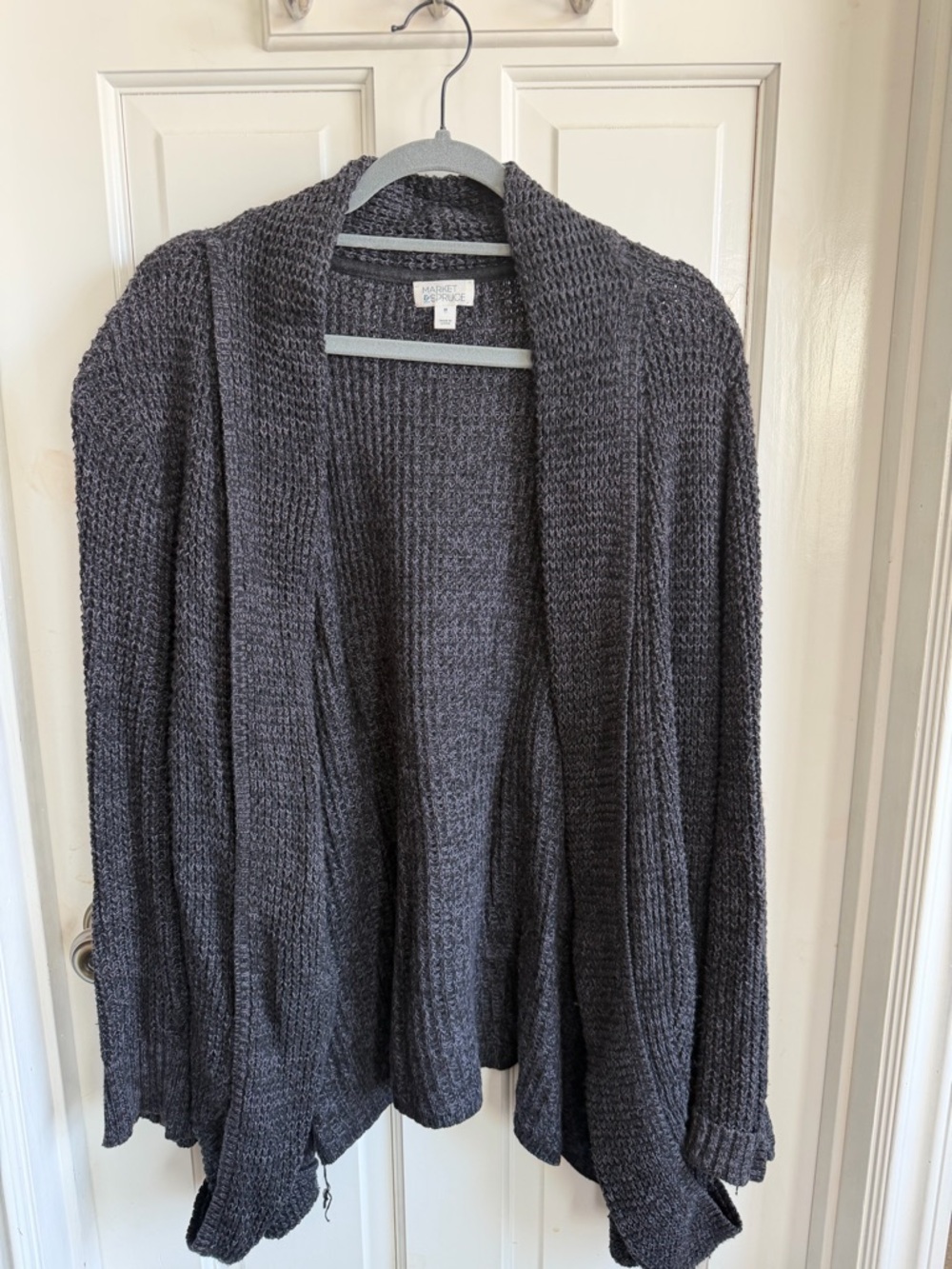 Market & Spruce Dark Charcoal Open-Front Knit Cardigan